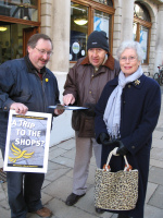 David Spender collecting signatures for the Trip to the Shops campaign in Winchester High Street