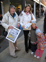 Charlotte Bailey collecting signatures for the Trip to the Shops campaign in Winchester High Street