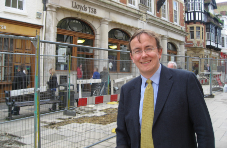 Tackling the pavements outside Lloyds Bank
