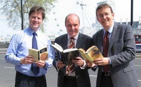 Mark Oaten, Martin Tod and Nick Clegg back the Hampshire librarians read out from London