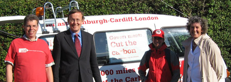 Martin Tod and Jackie Porter meet climate change marchers at St Gregory’s, Alresford