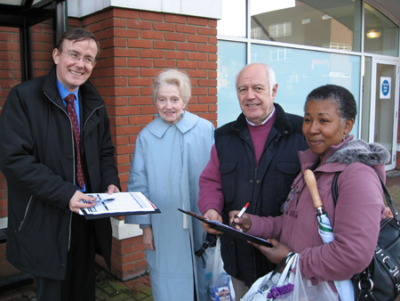 Martin Tod and Stuart Rudd out collecting petition signatures from local residents