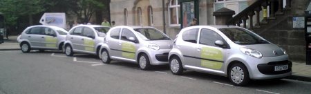 Whizzgo cars outside the Guildhall