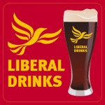 Square Deep Red Beermat - Liberal Drinks Logo and Glass