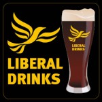 Square Black Beermat - Liberal Drinks Logo and Glass