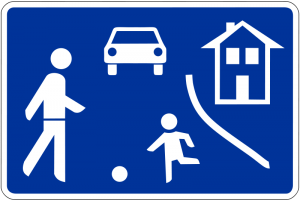 Road sign for Home Zones or Spielstrassen